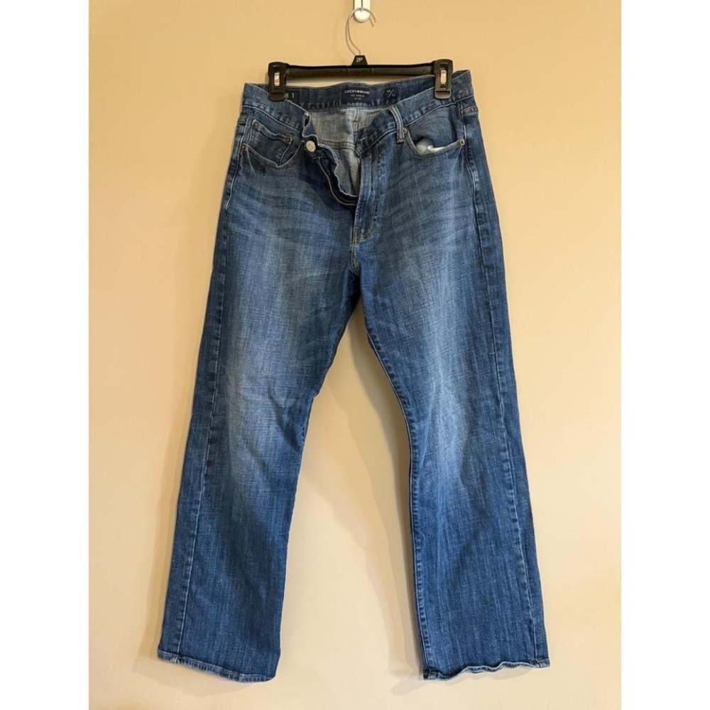 Lucky Brand 181 Relaxed Straight Leg Jeans Mens 34x32 Blue Medium Wash Denim
